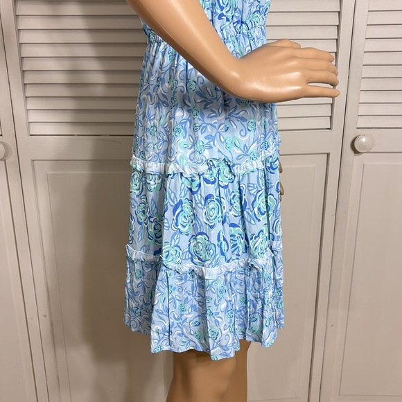 Sail to Sable Floral Mini Ruffled Blue Dress XS - Picture 7 of 13